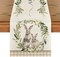 Buffalo plaid bunny rabbit, wild flowers Easter table runner, 13x72 inches.